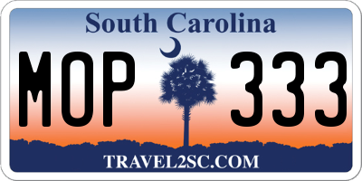 SC license plate MOP333