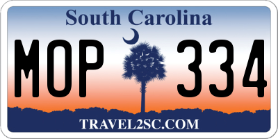 SC license plate MOP334