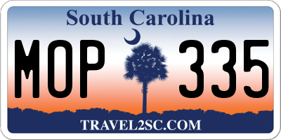 SC license plate MOP335