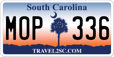 SC license plate MOP336