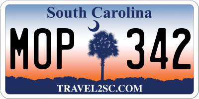 SC license plate MOP342