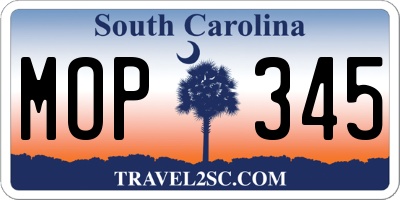SC license plate MOP345