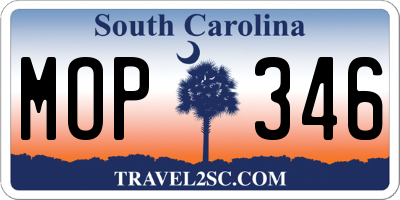 SC license plate MOP346