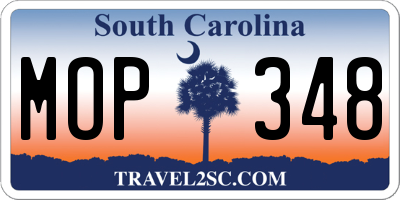 SC license plate MOP348