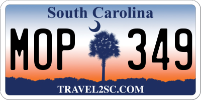 SC license plate MOP349