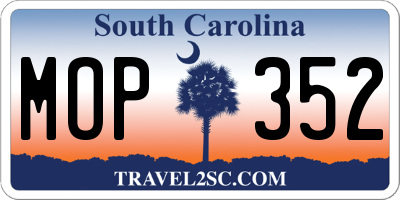 SC license plate MOP352