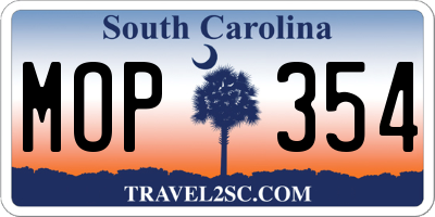 SC license plate MOP354