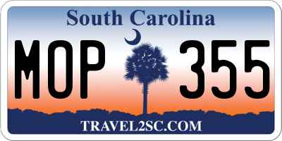 SC license plate MOP355