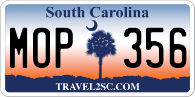 SC license plate MOP356