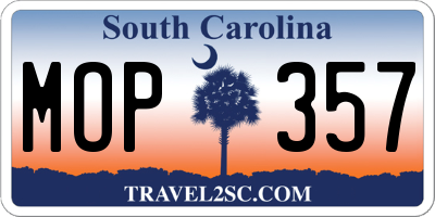 SC license plate MOP357