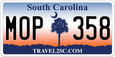 SC license plate MOP358