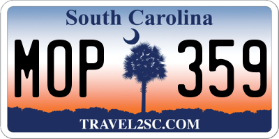 SC license plate MOP359