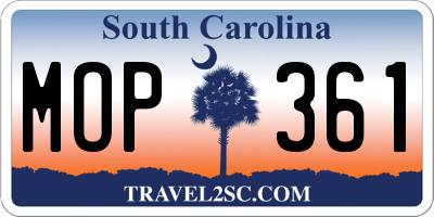 SC license plate MOP361