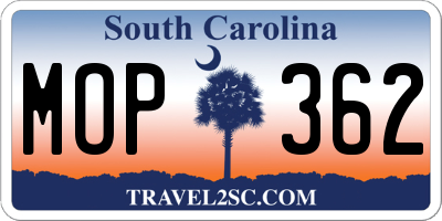 SC license plate MOP362