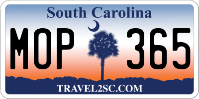 SC license plate MOP365