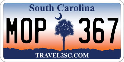 SC license plate MOP367