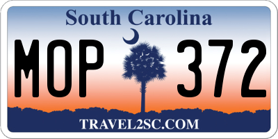 SC license plate MOP372