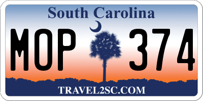 SC license plate MOP374