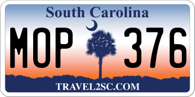 SC license plate MOP376