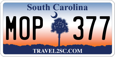SC license plate MOP377
