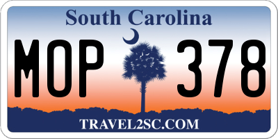 SC license plate MOP378