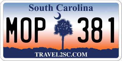 SC license plate MOP381