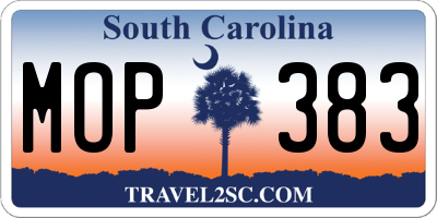 SC license plate MOP383