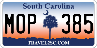 SC license plate MOP385