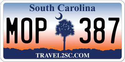 SC license plate MOP387