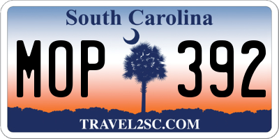 SC license plate MOP392