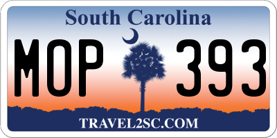 SC license plate MOP393