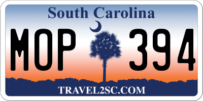 SC license plate MOP394