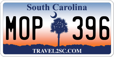 SC license plate MOP396