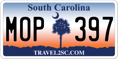 SC license plate MOP397