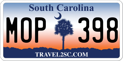 SC license plate MOP398