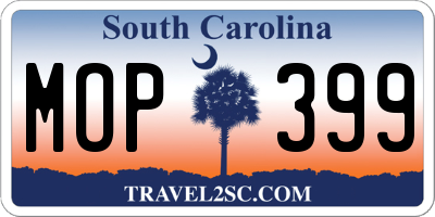 SC license plate MOP399