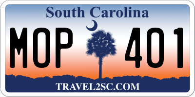 SC license plate MOP401