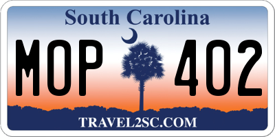 SC license plate MOP402