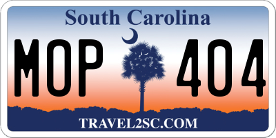 SC license plate MOP404