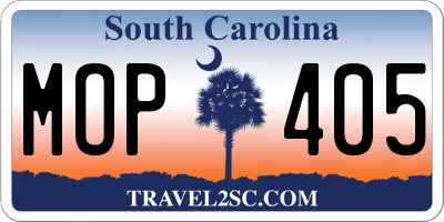 SC license plate MOP405