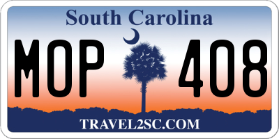 SC license plate MOP408