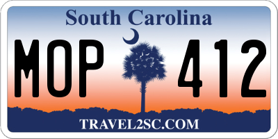 SC license plate MOP412