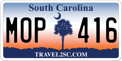 SC license plate MOP416