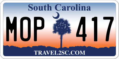 SC license plate MOP417
