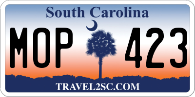 SC license plate MOP423