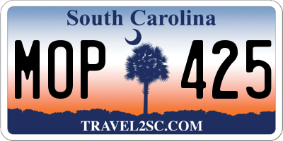 SC license plate MOP425