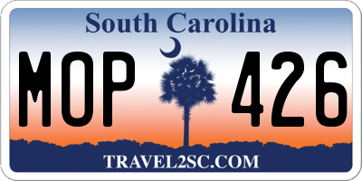 SC license plate MOP426