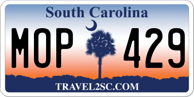 SC license plate MOP429
