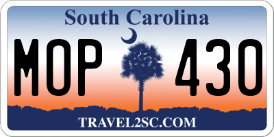 SC license plate MOP430