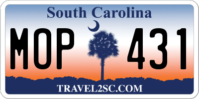 SC license plate MOP431